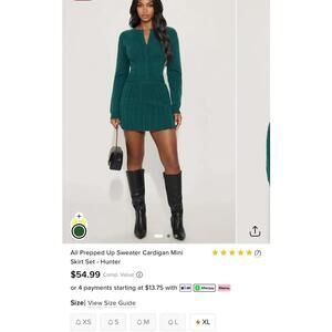 Fashion Nova green cardigan skirt set